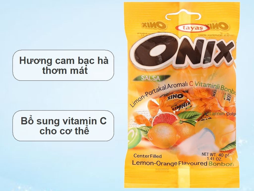 Kẹo vị chanh cam và vitamin C Onix gói 40g 2