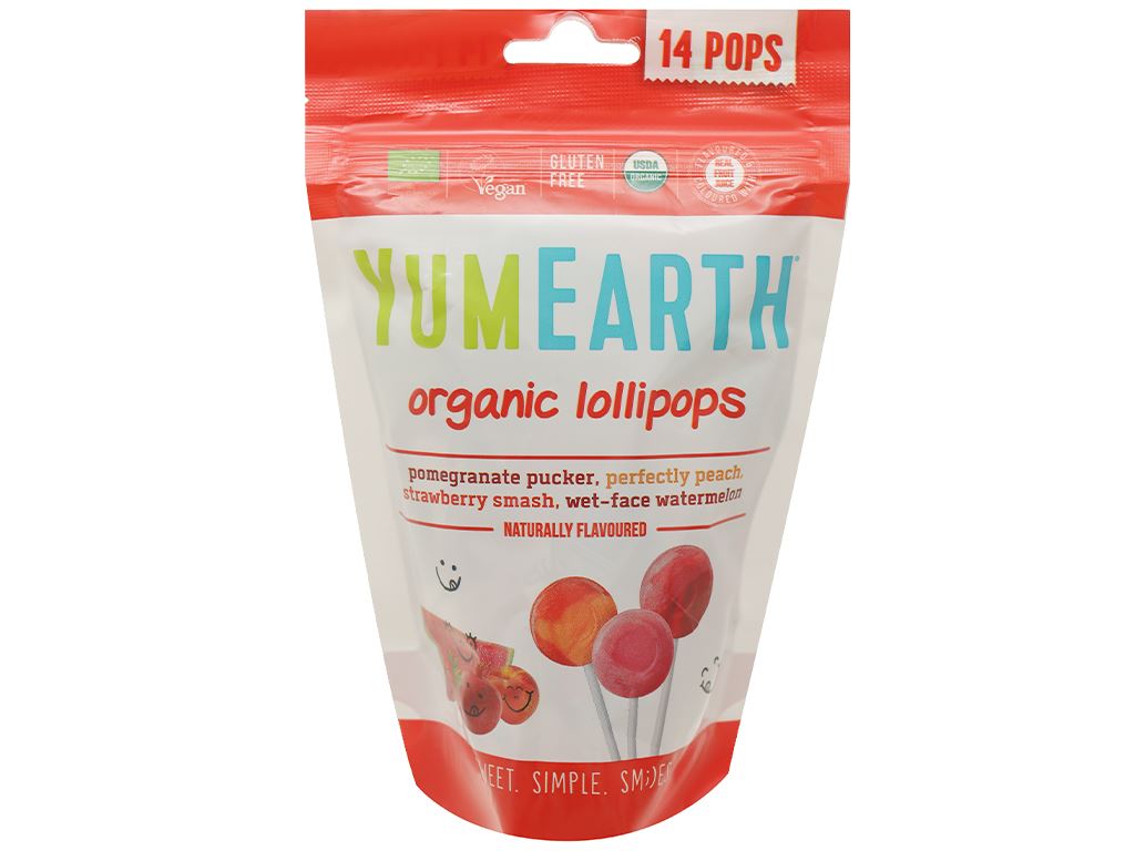 Kẹo mút hữu cơ Yumearth 4 vị trái cây gói 85g 1