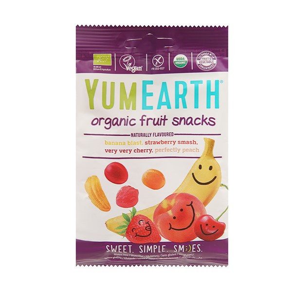 Kẹo dẻo YumEarth Organic Fruit Snack 4 hương trái cây gói 50g (từ 3 tuổi) - AVAKids.com