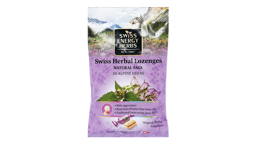 Kẹo Swiss Herbal Lozenges Natural Sage dịu ho, giảm rát họng gói 55g