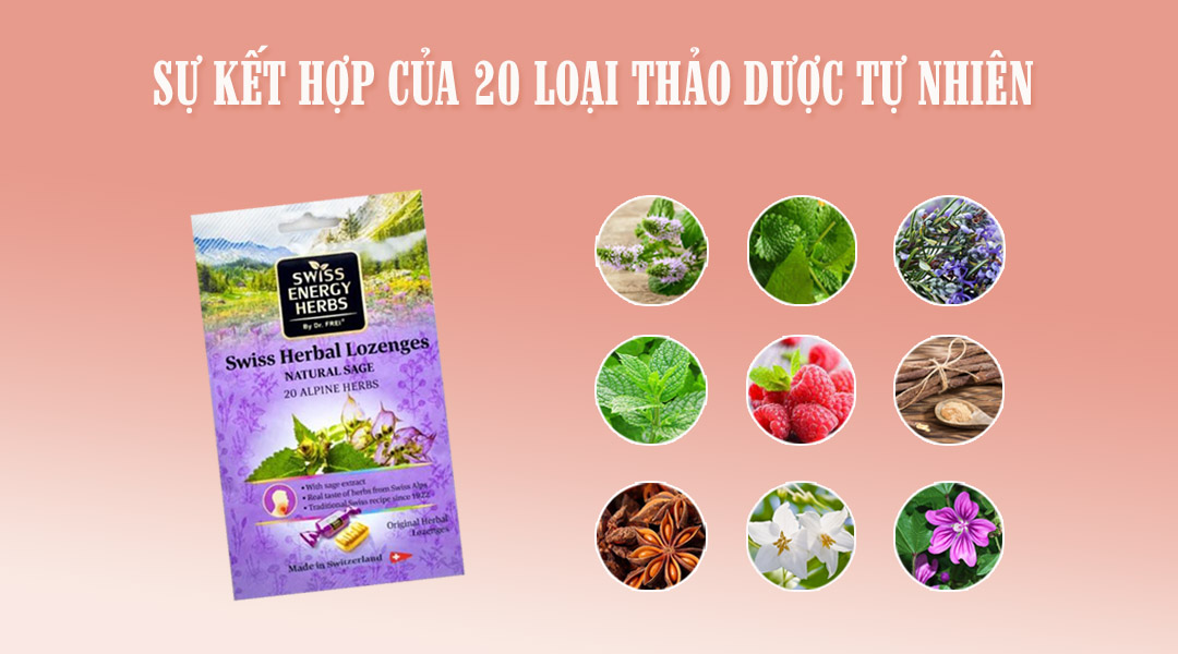 Kẹo ngậm ho Swiss Energy Herbal Lozenges Natural Sage