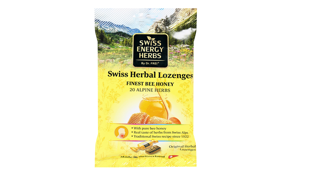 Kẹo Swiss Herbal Lozenges Finest Bee Honey dịu ho, giảm rát họng gói