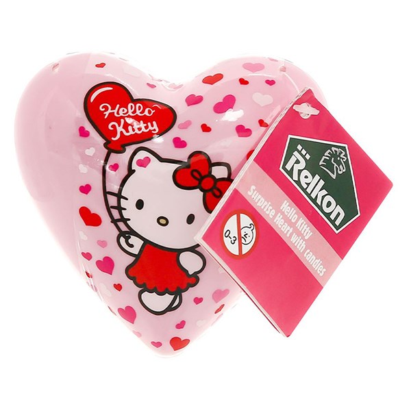 Kẹo Đồ Chơi Trái Tim Relkon Hello Kitty Hương Dâu, Cam Hộp 10G (Từ 3 Tuổi)