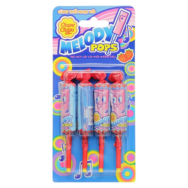 Kẹo Mút Chupa Chups Melody Pops Hương Dâu Vỉ 60G (Từ 3 Tuổi)