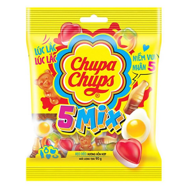 Kẹo Dẻo Chupa Chups 5 Mix Hương Hỗn Hợp Gói 90G (Từ 3 Tuổi)