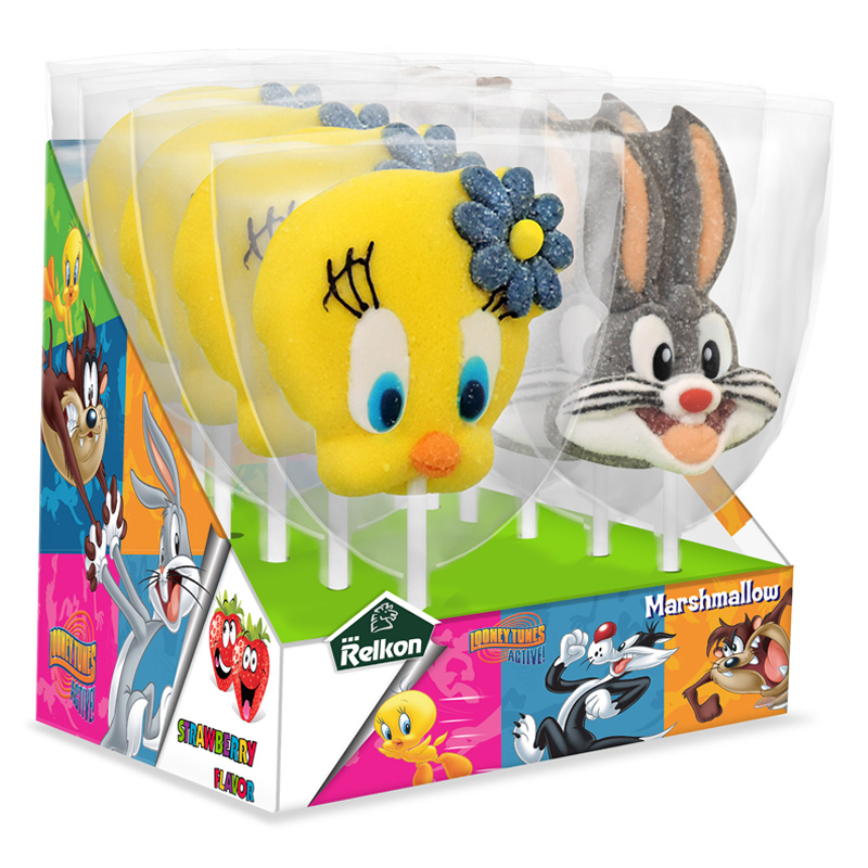 Kẹo xốp marshmallow Relkon Looney Tunes hương dâu que 45g (từ 3 tuổi) - Giao mẫu ngẫu nhiên 2