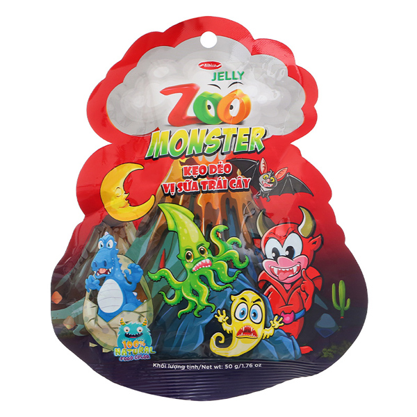 Kẹo dẻo Bibica Zoo Monster hương sữa trái cây gói 50g (từ 6 tuổi) - AVAKids.com