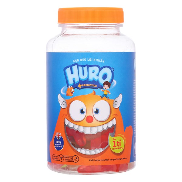 Kẹo Dẻo Lợi Khuẩn Huro Hương Trái Cây Hũ 168G (Từ 3 Tuổi)