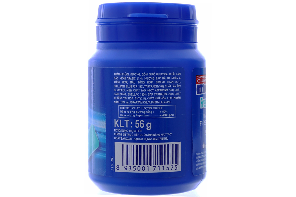 Kẹo cao su Fresh Action hương Bạc Hà hũ 56g