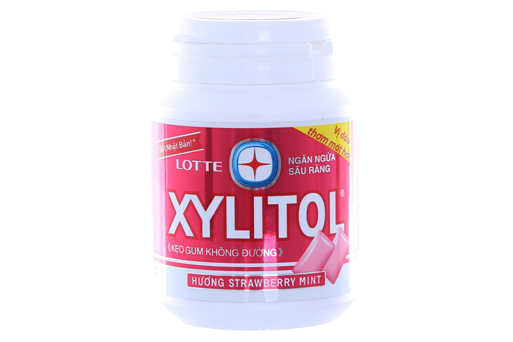 Kẹo cao su Xylitol không đường hương Dâu hũ 58g