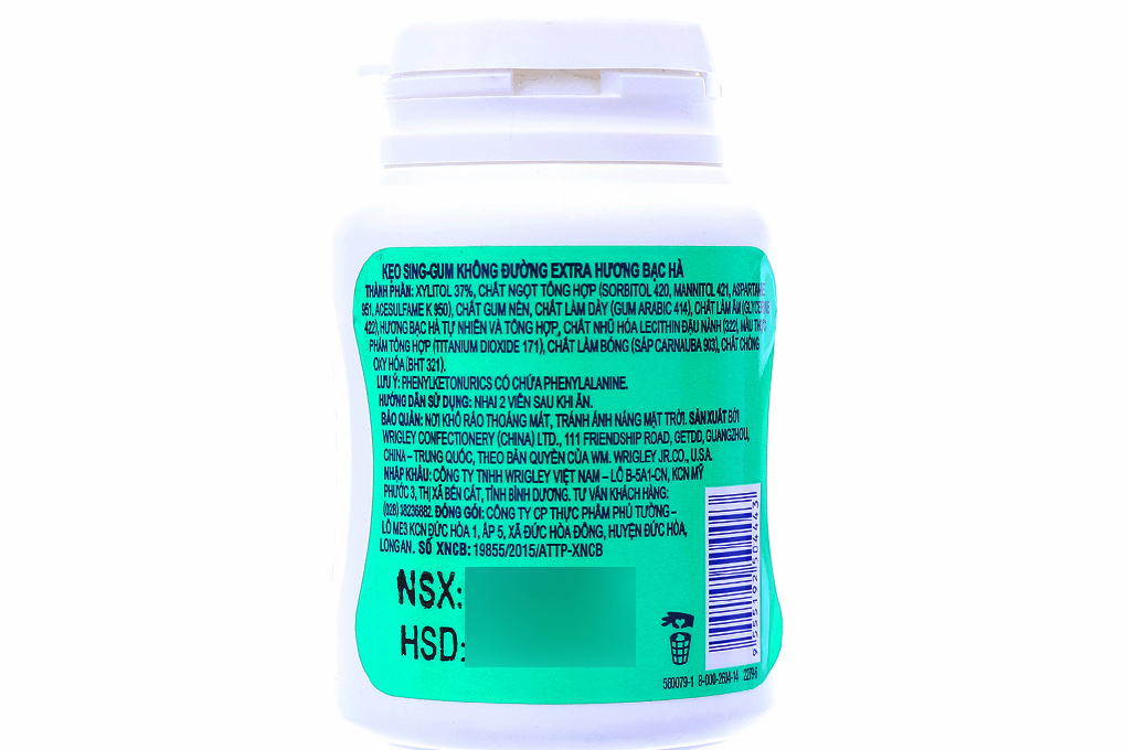 Kẹo cao su Extra không đường hương Bạc Hà hũ 56g