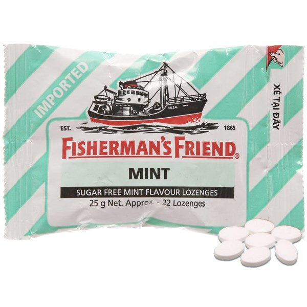 Kẹo cay Con Tàu Fisherman's Friend không đường vị bạc hà gói 25g