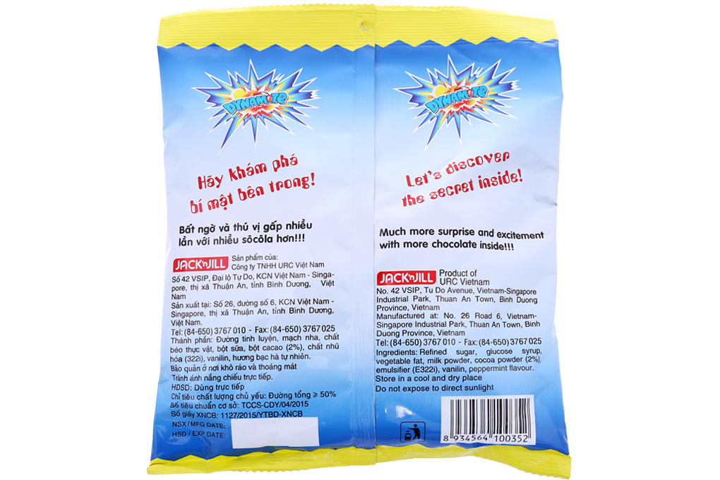 Kẹo cứng Dynamite nhân socola hương Bạc Hà gói 120g