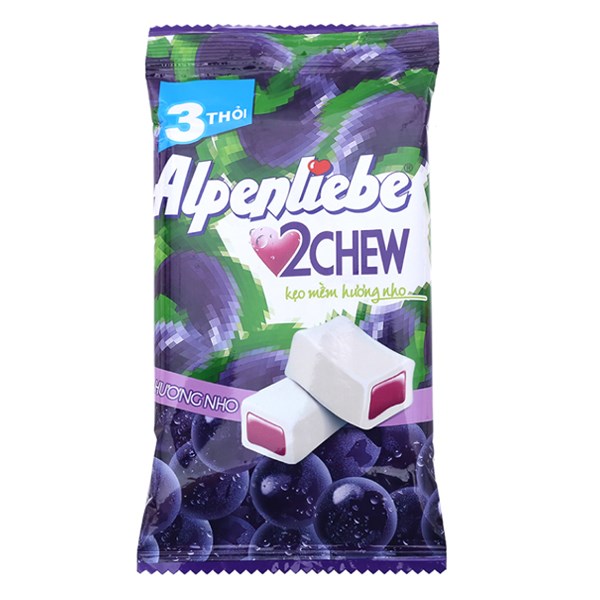 Kẹo mềm Alpenliebe 2Chew hương dâu gói 73.5g (3 thanh) (từ 3 tuổi) - AVAKids.com