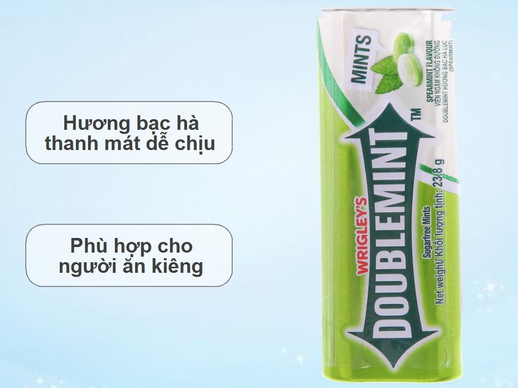 Có bao nhiêu calo trong mỗi viên kẹo ngậm bạc hà Doublemint?
