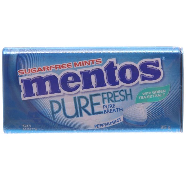 Kẹo ngậm Mentos Pure Fresh hương peppermint và trà xanh hộp 35g (từ 3 tuổi) - AVAKids.com