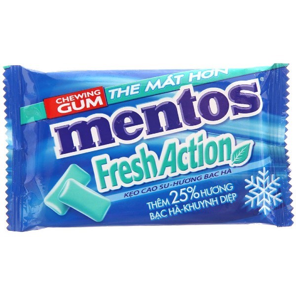 Kẹo singum Mentos Fresh Action hương bạc hà và khuynh diệp vỉ 11g (từ 3 tuổi) - AVAKids.com