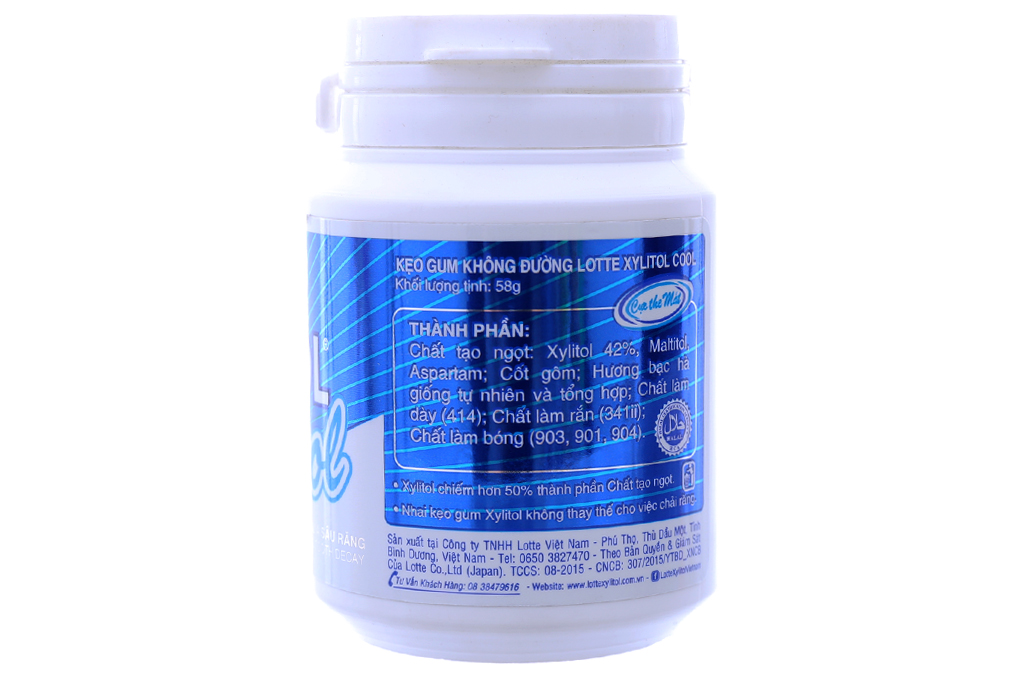 Kẹo cao su Xylitol Cool không đường hương Bạc hà hũ 58g