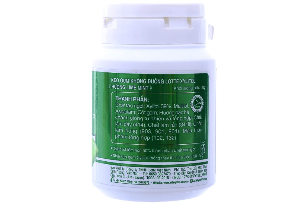Kẹo cao su Xylitol không đường hương Chanh hũ 58g