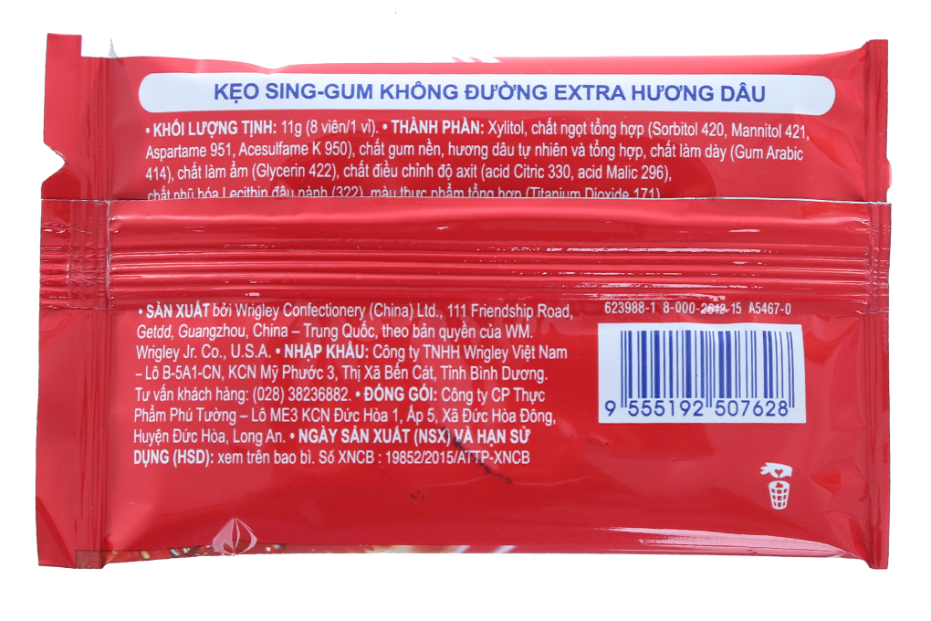 Kẹo cao su không đường Extra Dâu Tây gói 11g