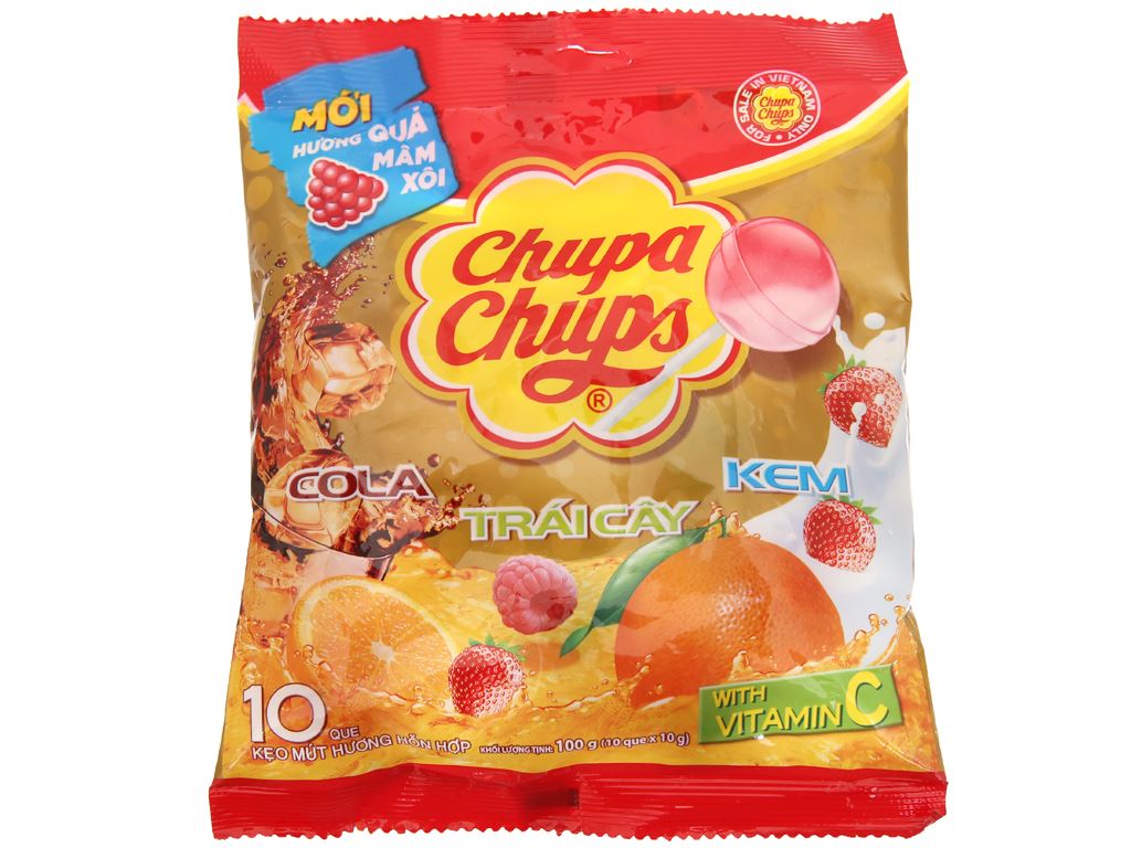 Kẹo mút Chupa Chups hương trái cây gói 100g 1