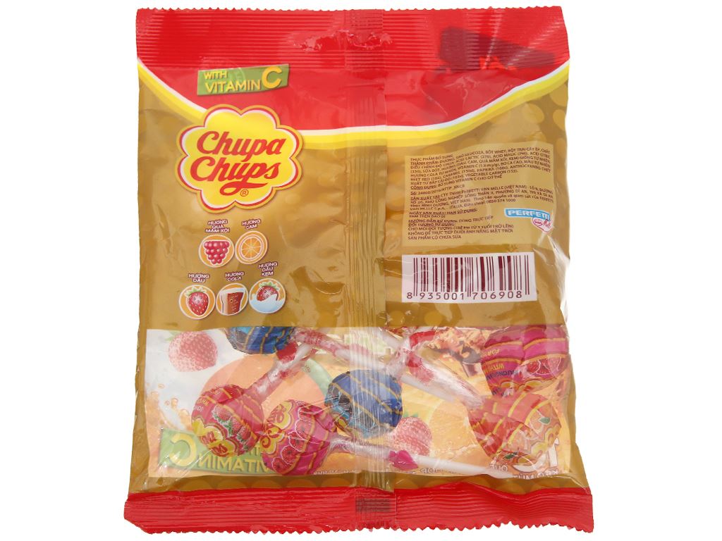 Kẹo mút Chupa Chups hương trái cây gói 100g 3