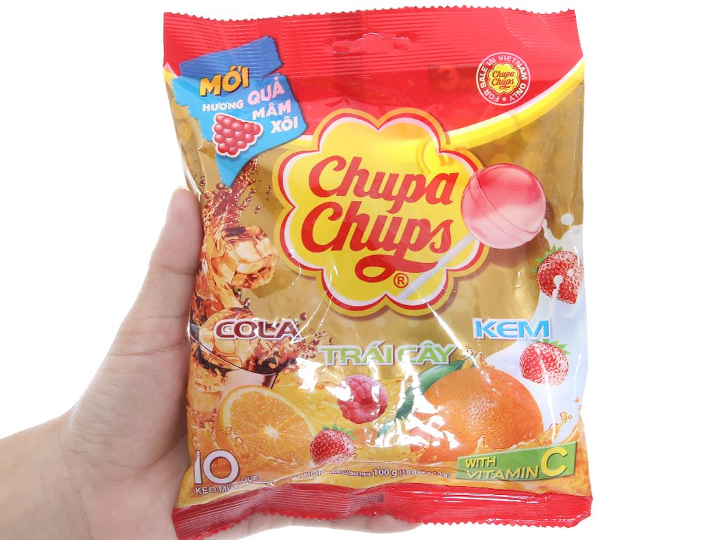 Kẹo mút Chupa Chups hương trái cây gói 100g 3