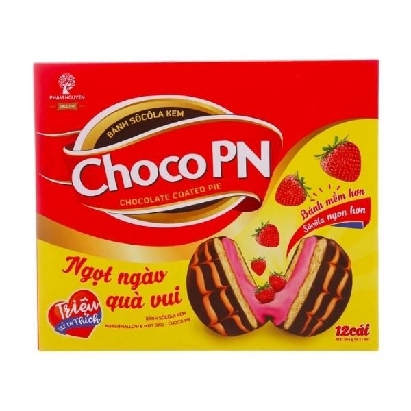 Bánh chocopie vị dâu Choco PN hộp 12 cái 264g (từ 1 tuổi) - AVAKids.com