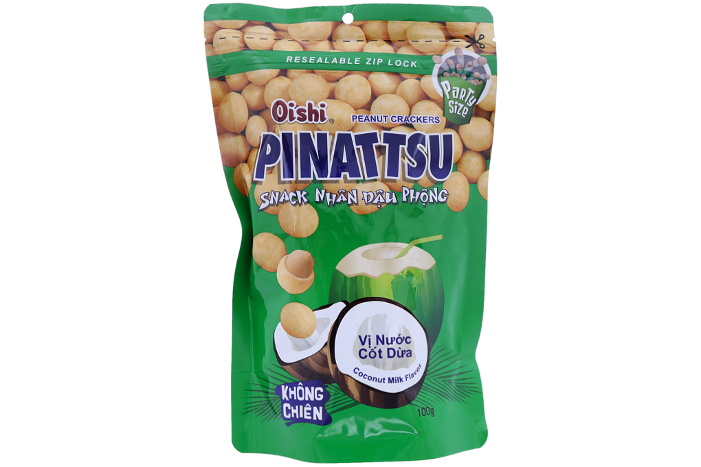 Snack nhân đậu phộng Oishi vị nước cốt dừa gói 100g