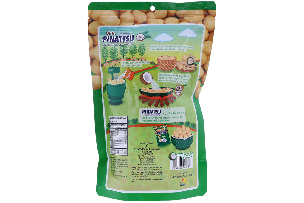Snack nhân đậu phộng Oishi vị nước cốt dừa gói 100g