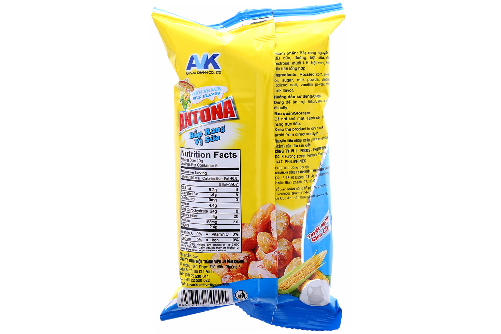 Bắp rang Antona vị sữa gói 40g