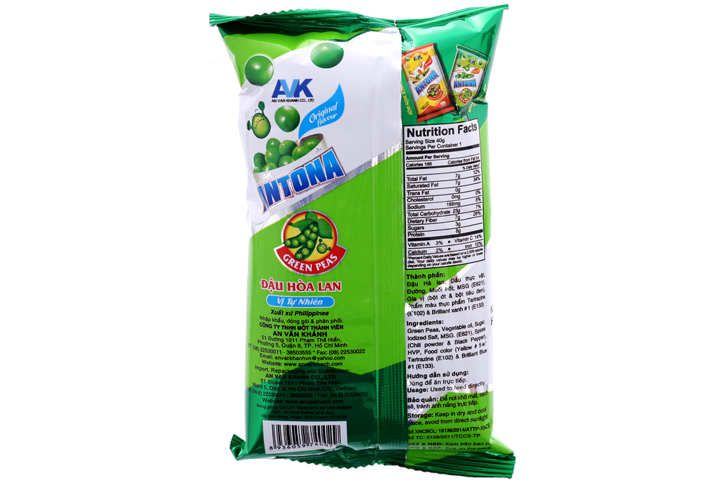 Đậu Hà Lan vị tự nhiên Antona gói 40g