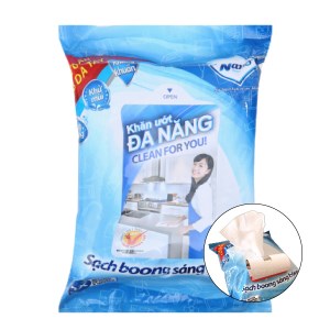 Khăn lau đa năng Nano kháng khuẩn hương tự nhiên túi 30 tờ