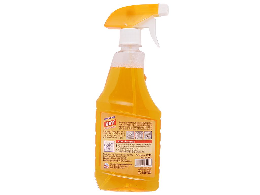 Nước lau bếp orange power tinh dầu cam Gift chai 520ml 3