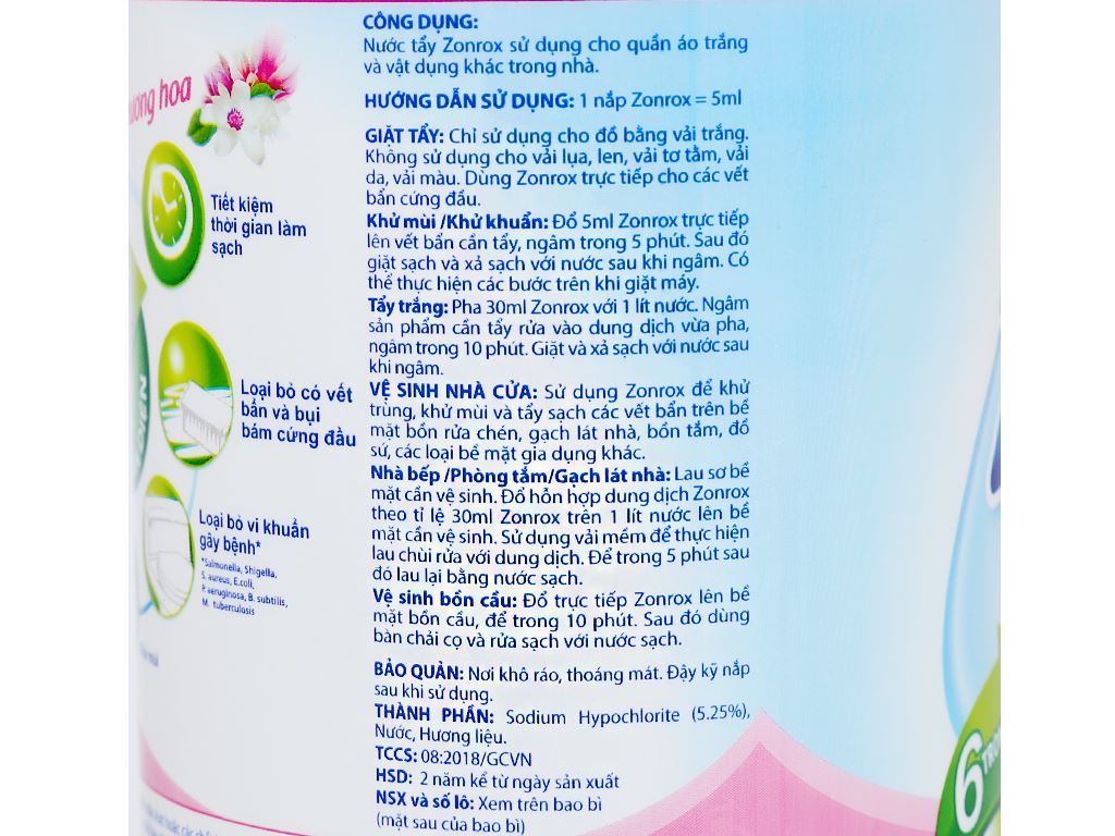 Nước tẩy Zonrox hương hoa chai 1 lít 4