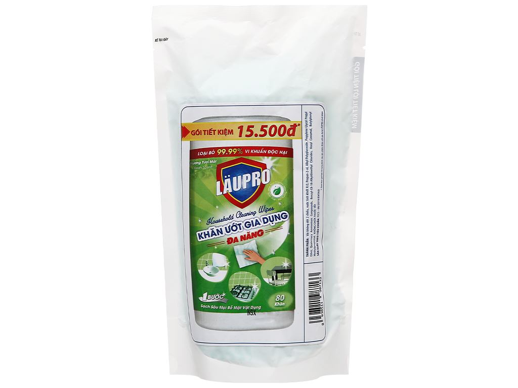 Khăn ướt gia dụng LAUPRO lau bề mặt vật dụng gói 80 tờ 1
