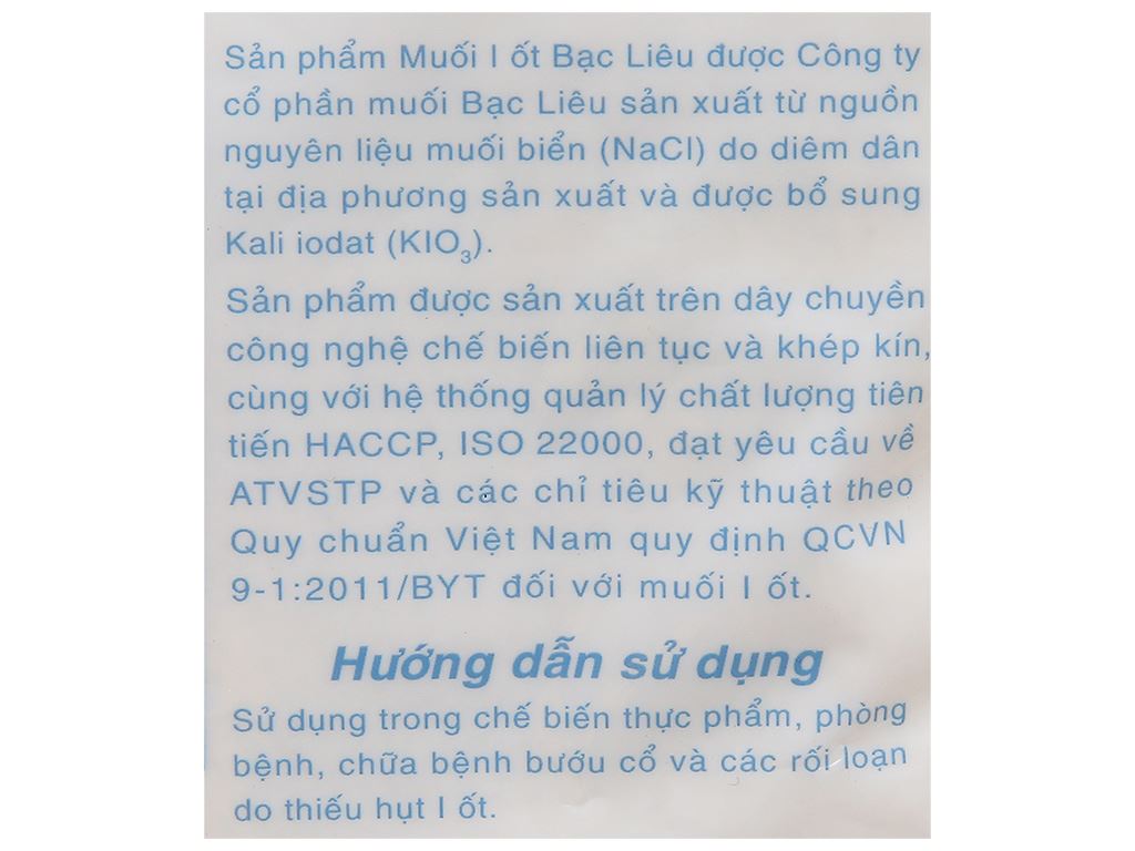 Muối I-ốt Bạc Liêu cao cấp gói 500g 4