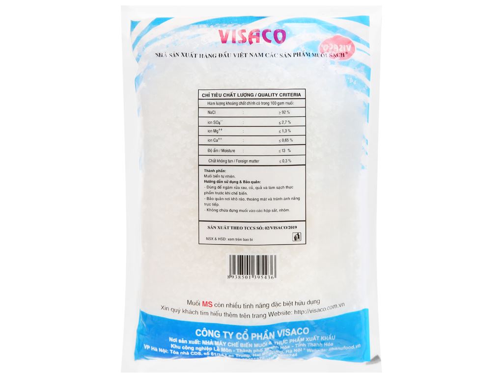 Muối sạch Visaco 555 gói 500g 8