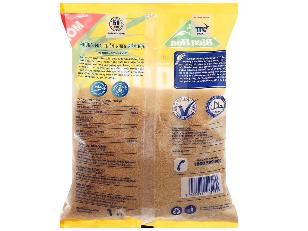Đường mía thiên nhiên Biên Hòa gói 1kg 6