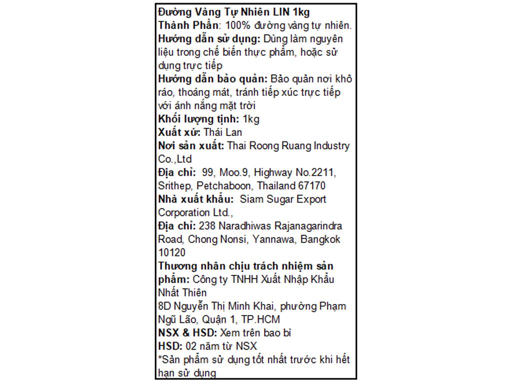 Đường vàng tự nhiên LIN gói 1kg 5