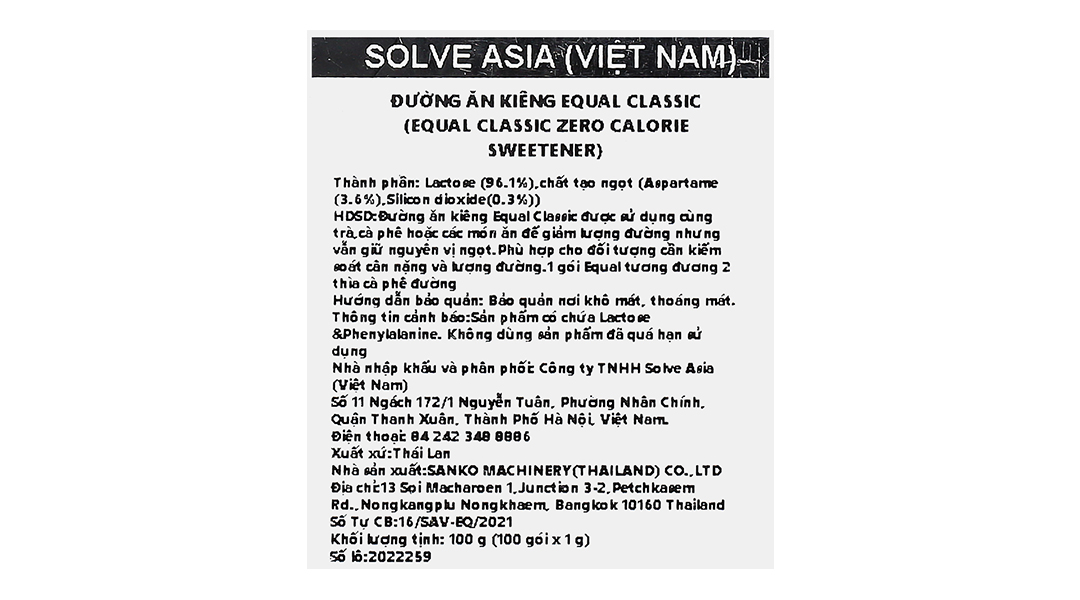 Đường ăn kiêng Equal Classic