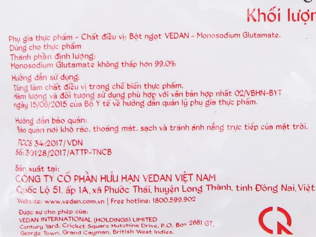 Bột ngọt hạt lớn Vedan gói 100g 4