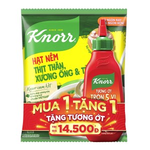 Hạt nêm thịt thăn, xương ống, tủy Knorr gói 400g (Tặng tương ớt Knorr cay đậm 200g)