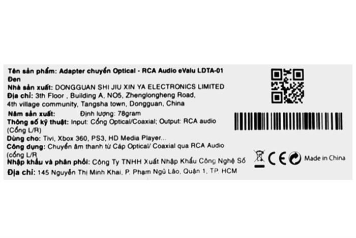 Adapter chuyển Optical - RCA Audio eValu LDTA-01 Màu Đen