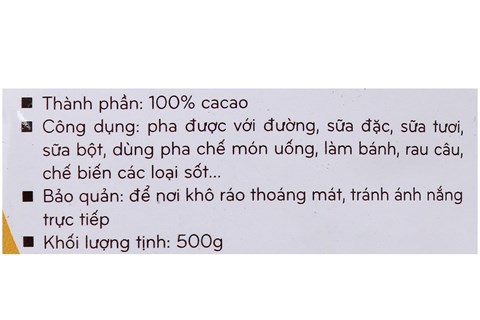 CACAO NGUYÊN CHẤT LIGHT CACAO GÓI 500G-3