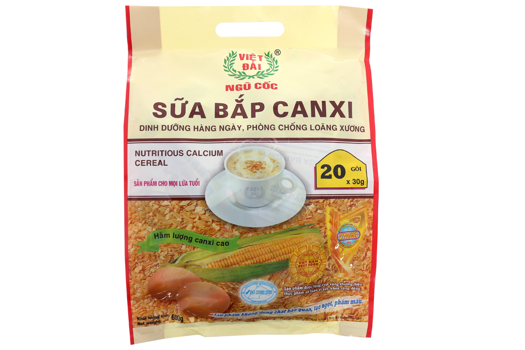 Ngũ cốc DD Việt Đài Sữa bắp Canxi gói 30g (bịch 20 gói)
