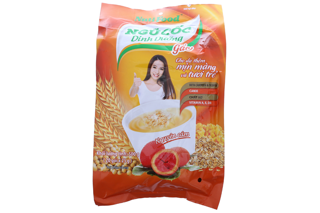 Ngũ cốc dinh dưỡng Nutifood vị Gấc gói 25g (bịch 20 gói)