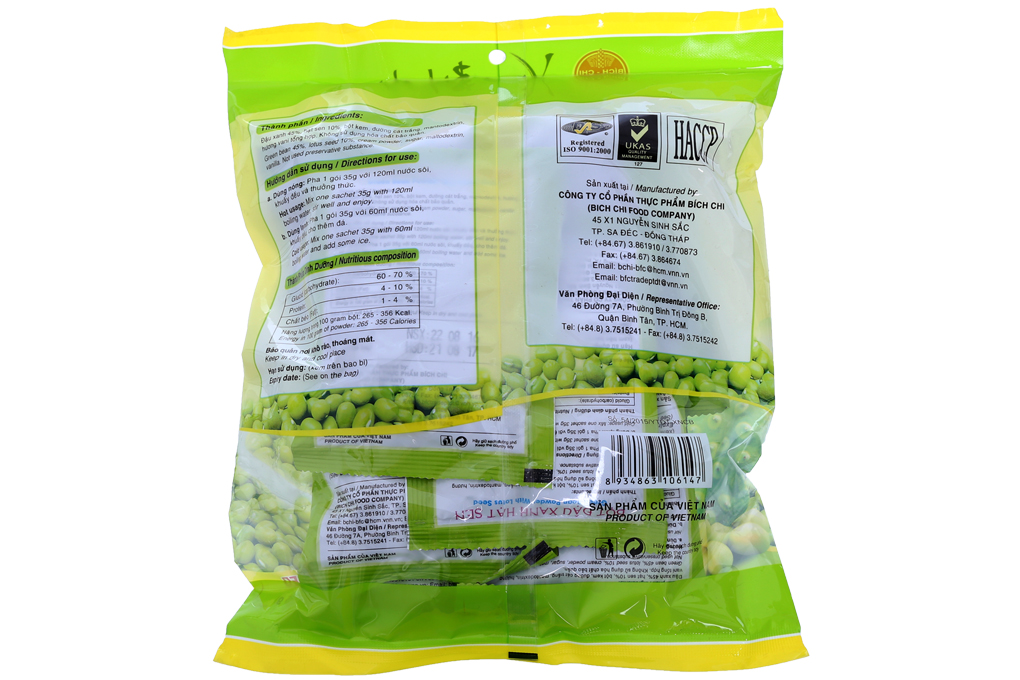 Bột đậu xanh hạt sen Vina Bích Chi bịch 350g