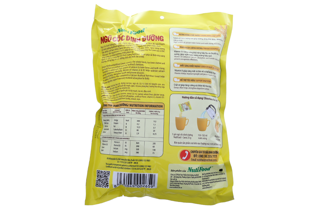 Ngũ cốc dinh dưỡng Nutifood gói 25g (bịch 20 gói)