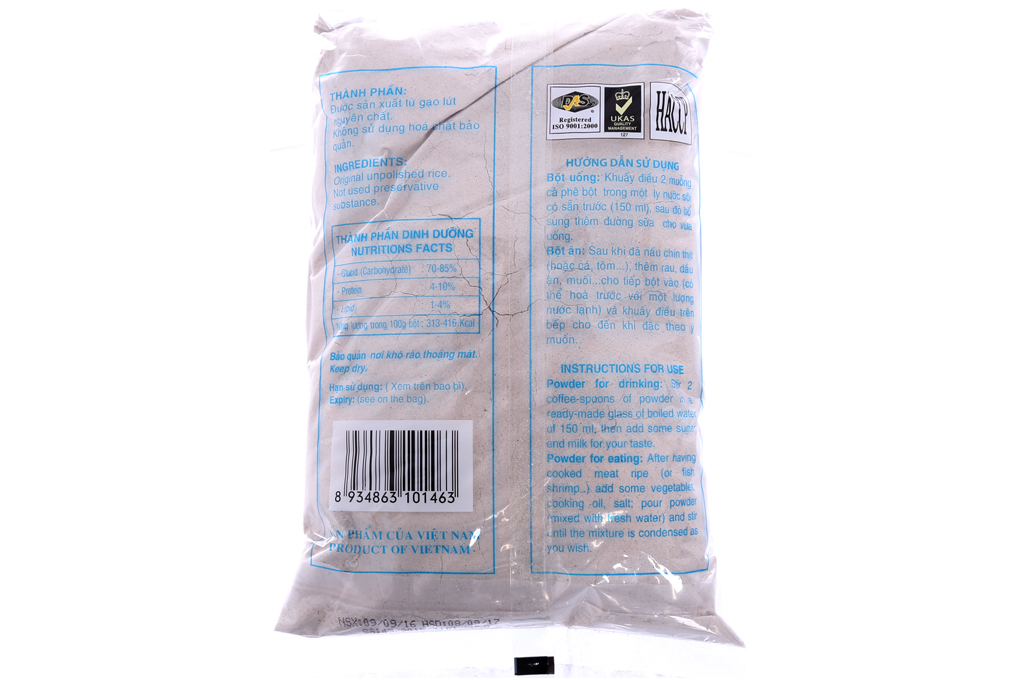 Bột gạo lứt Vina Bích Chi bịch 500g